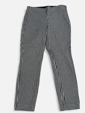 OLD NAVY Wow Pant Houndstooth Black White Womens 6 Pull On Ankle Side Zip EUC